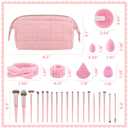 40Pcs Pink Makeup Brushes Set with Organizer Bag, Professional Multi-functional Eye and Face Brush Kit, Facial Makeup Tools and Accessories (Pink)
