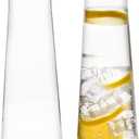 Clear Plastic Water Pitchers Carafes with Flip top Black Lids 34 OZ Heavy Duty Beverage Pitcher Jug for Juice or iced Coffee Great for Mimosa bar Restuarants ot Schools Pack of 2