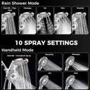High Pressure Rain Shower Head with Handheld Spray Combo: Detachable Dual Shower Head with 10 Sprays Modes - Upgrade Knob Spray Mode Selector and Magnetic Guidance Docking System