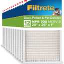 Filtrete 20x25x1 AC Furnace Air Filter, MPR 700, MERV 8, Tough on Pollen, Easy on Airflow, 3-Month Pleated 1-Inch Electrostatic Air Cleaning Filter, 12-Pack (Actual Size 19.69 x 24.69 x 0.81 in)