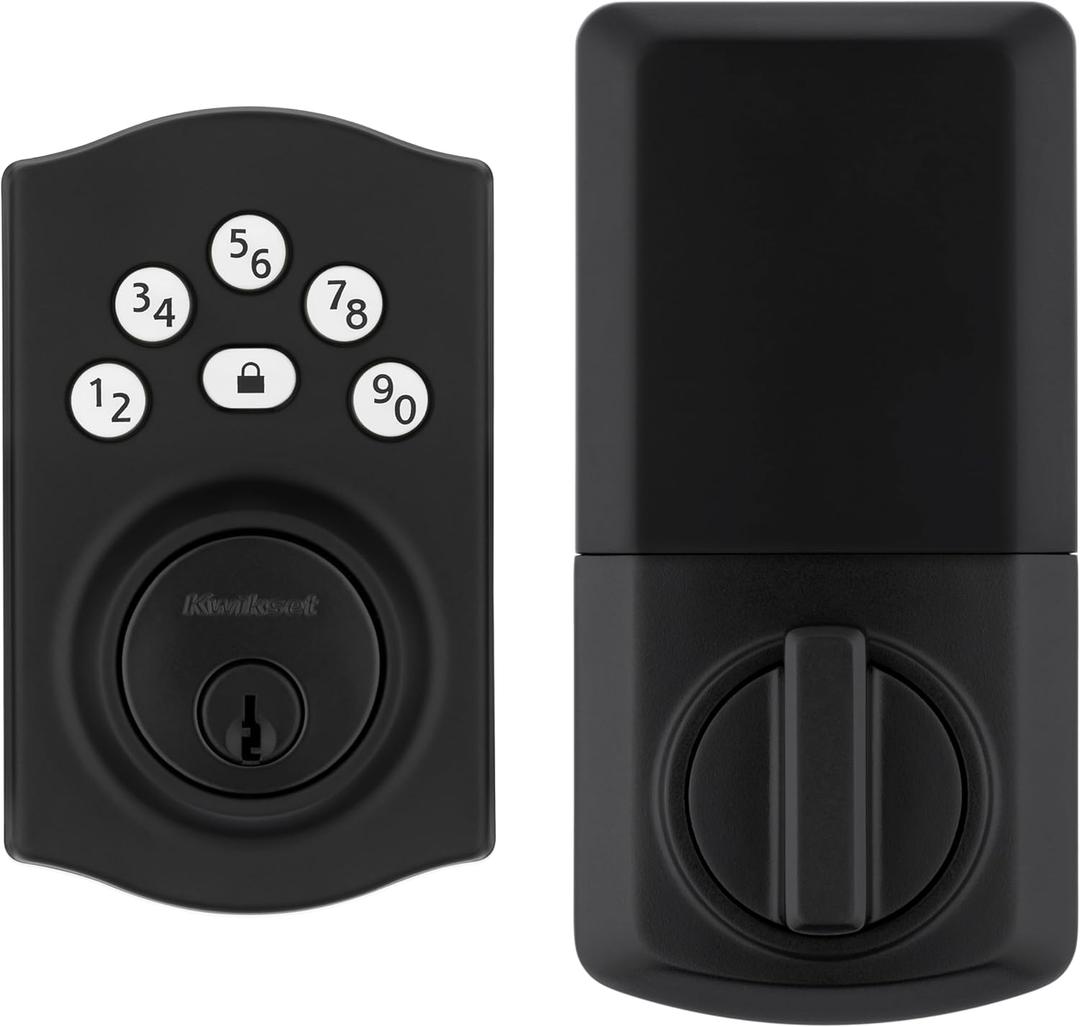 Kwikset Powerbolt 240 5-Button Keypad Matte Black Traditional Electronic Deadbolt Door Lock, Featuring Convenient keyless Entry, Customizable User Codes and auto Locking