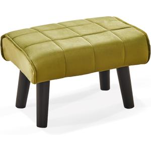 Wimarsbon Small Foot Stool Ottoman Modern Accent Step Stool Seat with Solid Wood Legs Velvet Soft Padded Pouf Ottomans Sofa Footrest Stools 16 inch for Couch Living Room Entryway Green