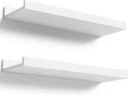 storenization White Floating Shelves for Wall, Picture Ledge Shelf with Lip Set of 2, 24 inch Long Floating Book Shelves for Bedroom Living Room Bathroom Kitchen