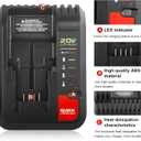 Quick Charger [for Porter-Cable 20V MAX] & [for Black+Decker 20V MAX] Lithium Battery PCC680L PCC681L PCC682L PCC685LP PCC699L and Battery LBXR20 LBXR2020 LBX4020