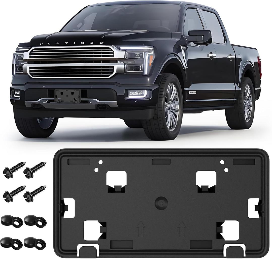 Replace for 2024 2025 Ford F150 Front License Plate Bracket Holder, 2.7L 3.0L 3.5L Truck Bumper Plate Frame Mount RL3Z-17A385-BA