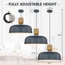 Darkaway Oversized Industrial Pendant Light Fixtures with Hammered Metal Shade, 18.1inch Blue Large Pendant Lighting for Kitchen Island Hanging Lamp Adjustable Height, Large,1 Pack