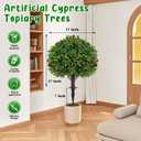 Artificial Boxwood Topiary Tree with Olive, Set of 2 Artificial Shrub Bushes with Ground Spike, Fake Evergreen Tree for Porch, Artificial Plants for Outdoor Planters Indoor UV Resistant