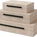 REEMTOO Decorative Boxes with Lids, Set of 3 Faux Leather Decorative Box, Large Modern Nesting Storage Decorative Boxes with Lids for Home Decor, Jewelry Boxes, Photo Boxes, Organizer Box (Ivory)