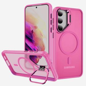 Case for Samsung Galaxy S24 (SM-S921U, SM-S921U1),Compatible with Magsafe with Kickstand,Shockproof Bumper Protective Cover for Galaxy S24 2024 6.2",Peach Pink