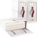 7Vine Pack of 3 Foldable Bed Sheet Organizer for Storage and Organization of Bedding Sheets Premium Linen Closet Organizer with Window for Clothing, Bed Sheets, Blanket, Duvet Covers and Pillow, Cream