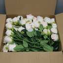 Hotop 80 Pcs Rose Artificial Flowers Bulk with Long Stem, Silk Roses Realistic Fake Flowers Bouquet for Wedding Table Centerpieces Bridal Shower Party Home Decorations(Beige)