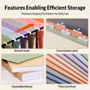 SUNEE Hanging File Folders, 50 Pack Letter Size Hanging File Folders with 1/5-cut Tabs, Stay Organized for Your Home and Office Bulk File, Documents and Paper, 10 Pastel Colors