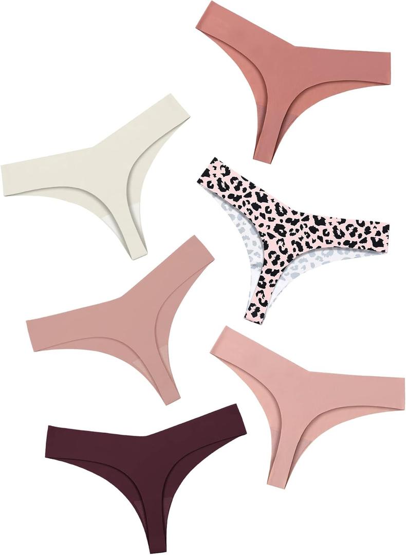 DEANGELMON Seamless Thongs for Women No Show Thong Underwear Women Comfortable Multiple Pack (Large, Pink Candy-6pack)