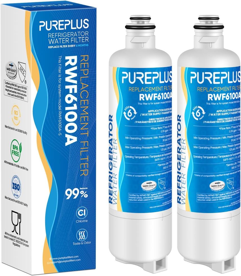 PUREPLUS BORPLFTR50 Replacement for Bosch 11025825 Ultra Clarity Pro Refrigerator Water Filter, Compatible with 12033030, 12028325,11025825, BORPLFTR55, WFC100MF, B36CT80SNS, B36CL80ENS, 2Pack