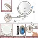 Bathroom Magnifying Makeup Mirror Wall Mounted with Light, Hardwired 7W LED Lighted Vanity Mirror, 360 Swivel 17.7 Inch Brass Extension Arm, Touch Dimmable, Brushed Nickel