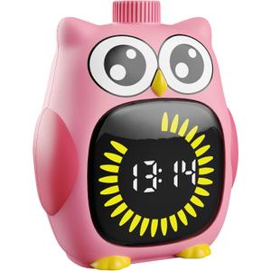 Doli Yearning Visual Timer for Kids, 99 Minute Cute Owl Digital Countdown Timer for Home School Classroom Supplies Study, Silent Time Management Tool (Pink)