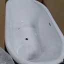 WOODBRIDGE 54" Acrylic Freestanding Bathtub Contemporary Soaking White Tub with Brushed Gold Overflow and Drain,B1702-BG