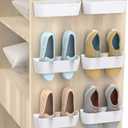 Yocice Wall Mounted Shoes Rack 6Pack with Sticky Hanging Strips, Plastic Shoes Holder Storage Organizer,Door Shoe Hangers (SM03-White-6)