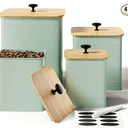 Kitchen Canisters for Countertop Set of 4 with Customizable Chalkboard Labels & Marker Pen - Big Iron Kitchen Canisters with Airtight Lids - Sage Green Canister Set - Flour and Sugar Containers