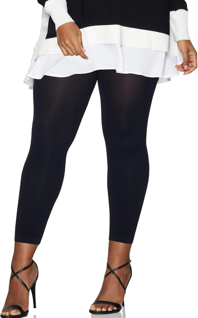 Hanes Women's Curves Blackout Footless Tights HSP004 (1X-2X)
