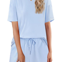 Cotton Pajamas Set for Womens Soft Short Sleeve Lounge Set Shorts Sleepwear Set 2 Piece Pjs Sets M