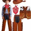 Sicypoty Kids Cowboy Costume for Boys Rodeo Cowboy Set Halloween Birthday Party Dress Up Cosplay Brown