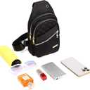AOSTIHOT Small Sling Backpack for Women, Chest Bag Daypack Crossbody for Travel Sport Running Hiking Black