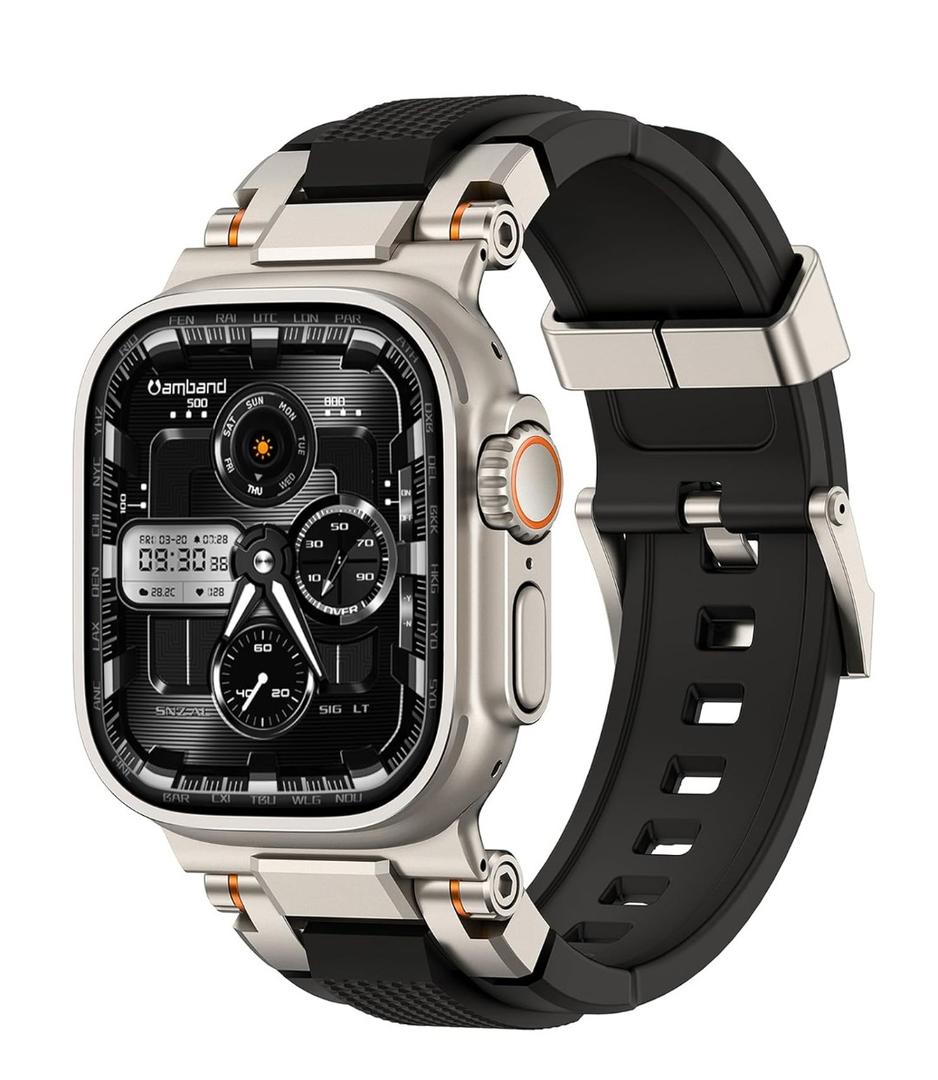 amBand M1 Sport Case Band for Apple Watch Ultra 3/2/1 & SE 3/2/1 & Series 11 10 9 8 7 6 5 4 3 49mm 46mm 45mm 44mm 42mm, Shockproof & Scratch Resistant Rugged Bumper for Men