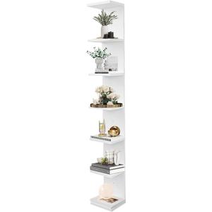 7 Tier Wall Shelf Unit,Vertical Column Floating Storage Home Decor Organizer,White Lack Wall Shelf for Bedroom,Living Room,Office Decor(1 Pack)