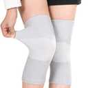 JUMISEE (One Pair Cotton Knee Sleeves for Knee Support, Circulation Improvement & Pain Relief Compression Knee Brace (Large, Gray)
