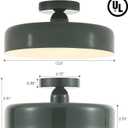 13-Inch Industrial Semi Flush Mount Ceiling Light Vintage Green Light Ceiling Mount Lamp Farmhouse Flush Mount Light Fixture for Hallway Bedroom Foyer Kitchen Entryway