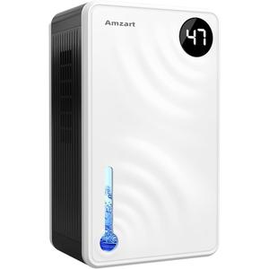 Dehumidifier(1000 sq.ft), 98 OZ Dehumidifiers for Home, Auto Shut Off Dehumidifier for Basement Bathroom Bedroom, Dehumidifiers with Humidity Display, Timer Setting, Drain Hose (White)