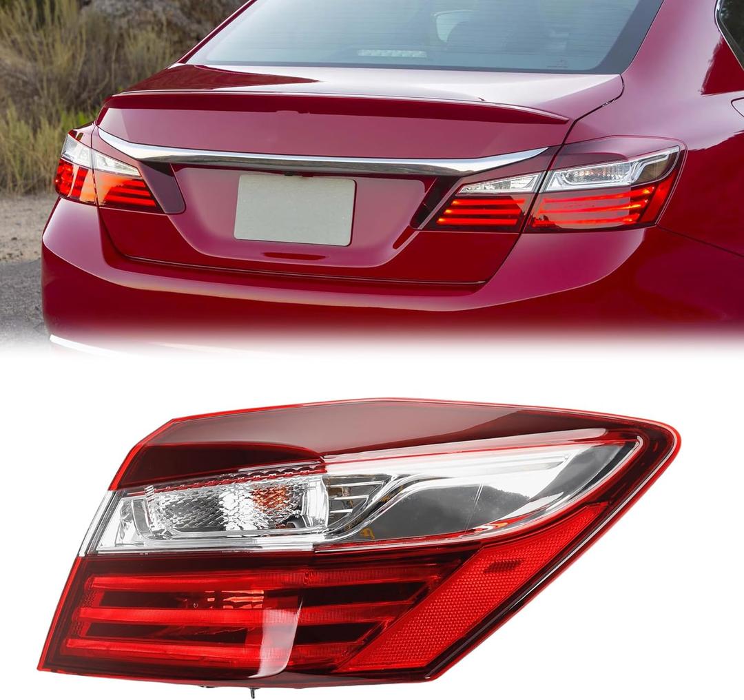 Dasbecan Passenger Tail Light Compatible with Honda Accord 2016 2017 Right Rear Lamp Outer Replaces# 33500T2AA21 With Bulbs