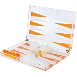 Tizo Design 18" Lucite Backgammon Orange Set, Orange, One Size