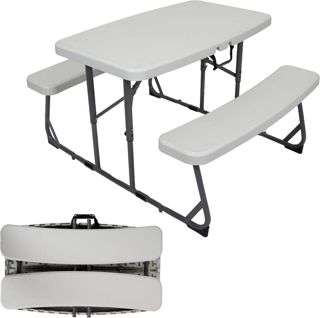 Stansport Compact Portable Kids Picnic Table Foldable Space-Saving Design with Locking Legs Lightweight Childrens Picnic Set for Travel, Parks, Campsite Durable Steel Frame & Easy Clean Surface