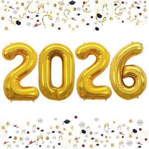 GOER 42 Inch 2026 Gold Foil Number Balloons for 2026 New Year Eve Festival Party Supplies Graduation Decorations GOER 42 Inch 2026 Gold Foil Number Balloons for 2026 New Year Eve Festival Party Supplies Graduation Decorations