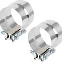 2Pcs 3.5 Inch Exhaust Clamp,3.5" In Lap Joint Exhaust Band Clamp Stainless Sleeve Coupler For Mufflers,Exhaust Pipe etc Universal (2 Pcs)