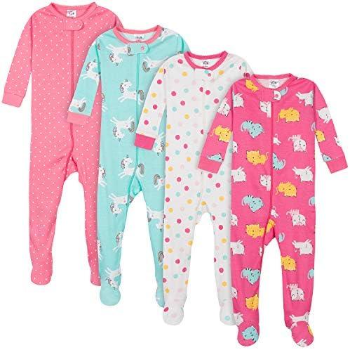 Gerber Baby Girls Baby-girls 4-pack Footed Pajamas, 18 M