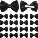 Riceshoot 24 Pcs Satin Ribbon Bows 3.5" Self Adhesive Satin Bows Gift Wrapping Stick on Premade Ribbon Bow with Double Sided Tape for Making Crafts Baby Shower Party Wedding Decor(Black)