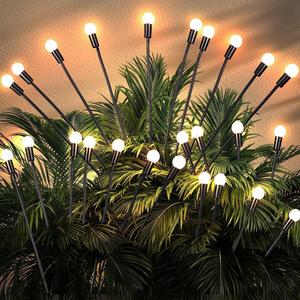 Upgraded Solar Swaying Light 8 LEDs Solar Garden Lights Outdoor Waterproof Swaying Solar Garden Lights Firefly Lights for Garden Yard Patio Pathway Decoration Warm White (4pcs)