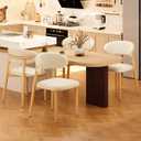 Kitchen Dining Chairs Set of 4 Modern Upholstered Leather Farmhouse Dining Room Chair with Metal Legs, Beige