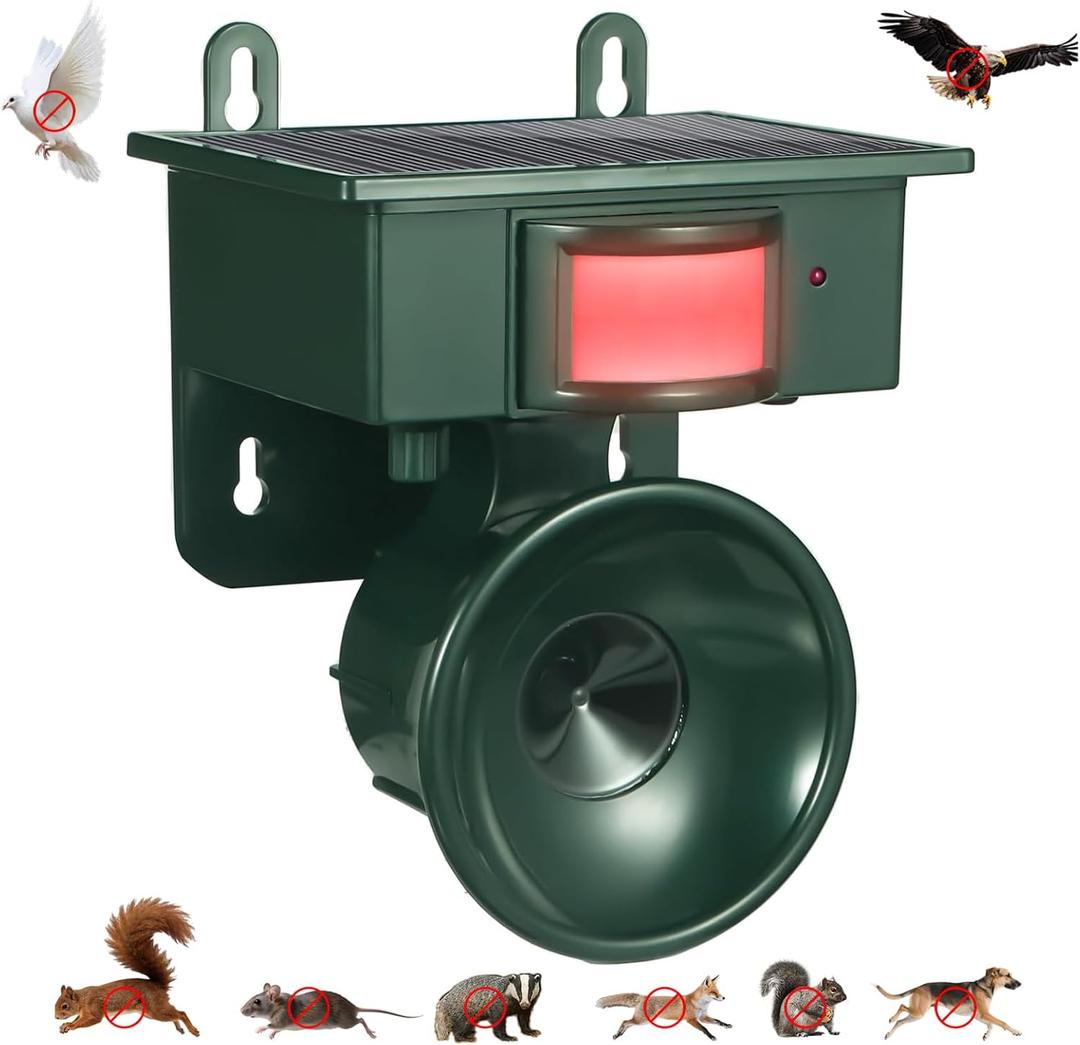 2026 Upgraded Ultrasonic Bird Repeller Solar Powered Outdoor Motion Activated Bird Pigeon Deterrents for Outside Woodpecker Goose Repellent Devices for Rooftops Porch Patio Balconies