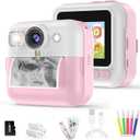 BOFIDAR Instant Print Camera for Kids, Christmas Birthday Gifts for Girls Age 3-10, Toddler Toy for 3 4 5 6 7 8 9 10 Year Old Girls with 3 Roller Photo Paper (Pink)