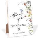 4 x Flower Wooden Wedding Sign, Thank You for Coming Sign, Floral Bridal Shower Decorations with Stand, Wedding Table Decorations for Reception, Engagement, Anniversary, Bachelorette Party Night, 41