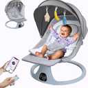 Baby Swings for Infants to Toddler: Electric Baby Swing with Footrest - Infant Swing for with 3 Seat Position & 5 Sway Speed - Baby Rocker with Remote Control & Bluetooth for Indoor Outdoor Gray