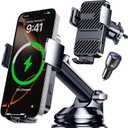 3 in 1 Wireless Car Charger, Phone Holders for Your Car 15W Fast Charging Auto Clamping, Car Phone Mount for iPhone 17 16 15 14 13 Mini Pro Max XR, Samsung Galaxy S25 Ultra S24 S23 S22 S21