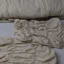 Bonlino Queen Comforter Set - Ruched Comforter Queen Size Bed Set Boho Shabby Chic Bedding for Bedroom Comforter Fluffy 3 Piece Ruffle Comforter Set with Pillow White Bedding Soft (Wheat)