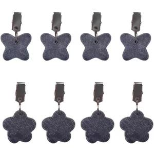 8 Pack Tablecloth Weights, Floral and Butterfly Shaped Heavy Hanging Stone Pendant Table Cloth Weight for Outdoor Picnic Dining Tables Kitchen Linens and Indoor Curtains with Metal Clips