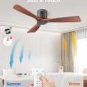 52 Inch Ceiling Fans with Remote no Light, Solid Wood 3 Blade Modern Ceiling Fan, Quiet DC Motor, 6 Speeds, Dimmable LED, Timer, Indoor & Covered Outdoor Living Room, Bedroom, Patio (Darkwood)