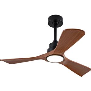 42 Inch Ceiling Fans with Lights and Remote, Dimmable, Walnut Color Modern Ceiling Fan, Quiet DC Motor Indoor Outdoor Ceiling Fan with Light for Patio Bedroom Gazebo Office(Not Solid Wood) (Black Walnut Grain)